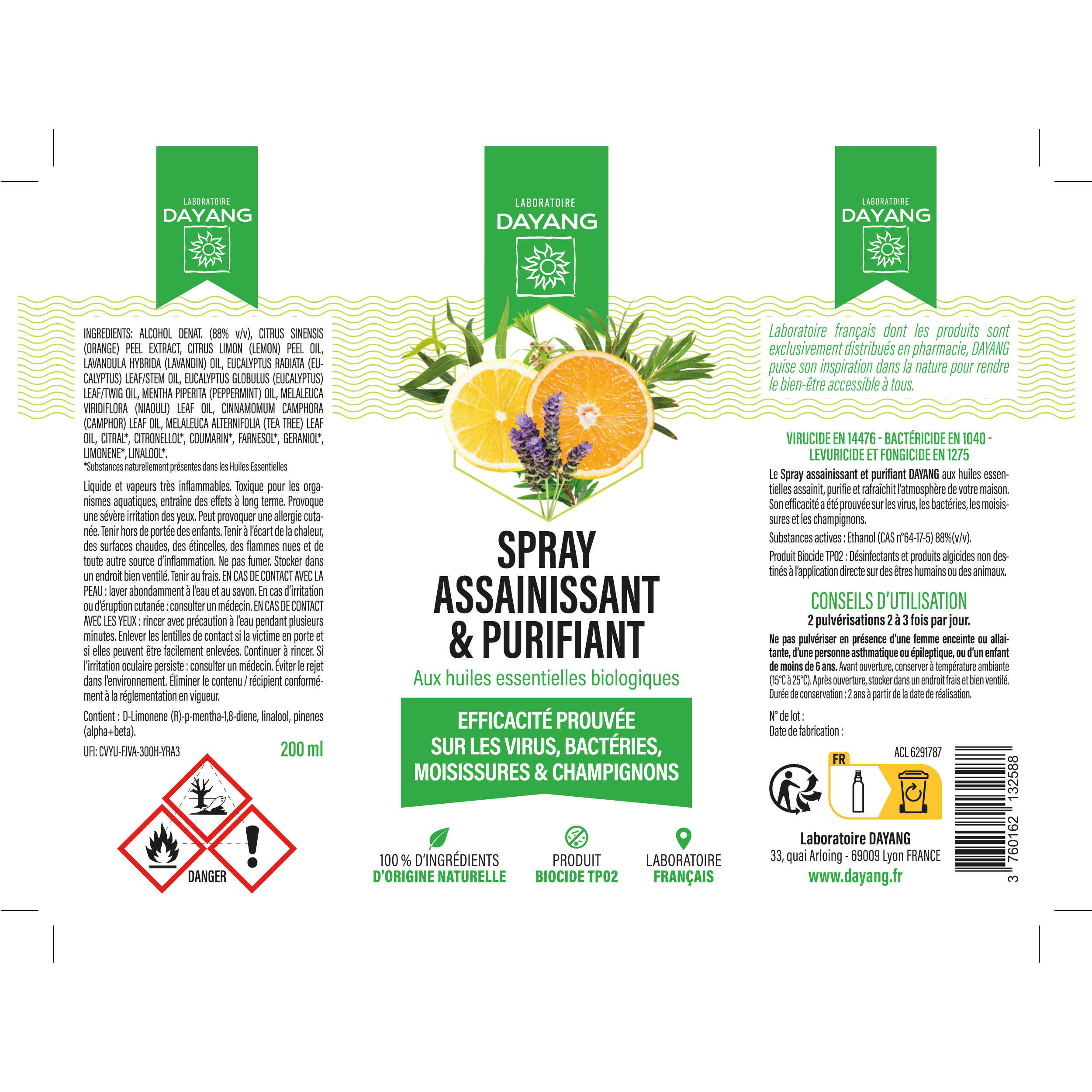 Spray assainissant et purifiant