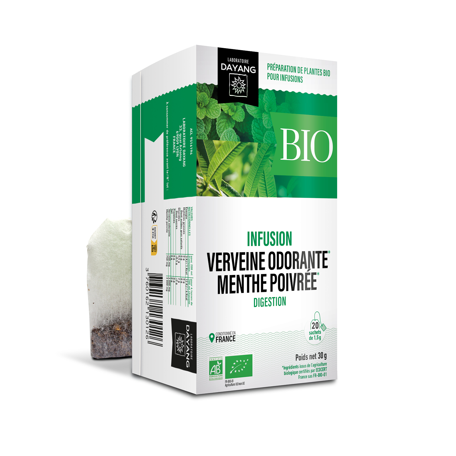 Tisane bio de plante - menthe poivrée