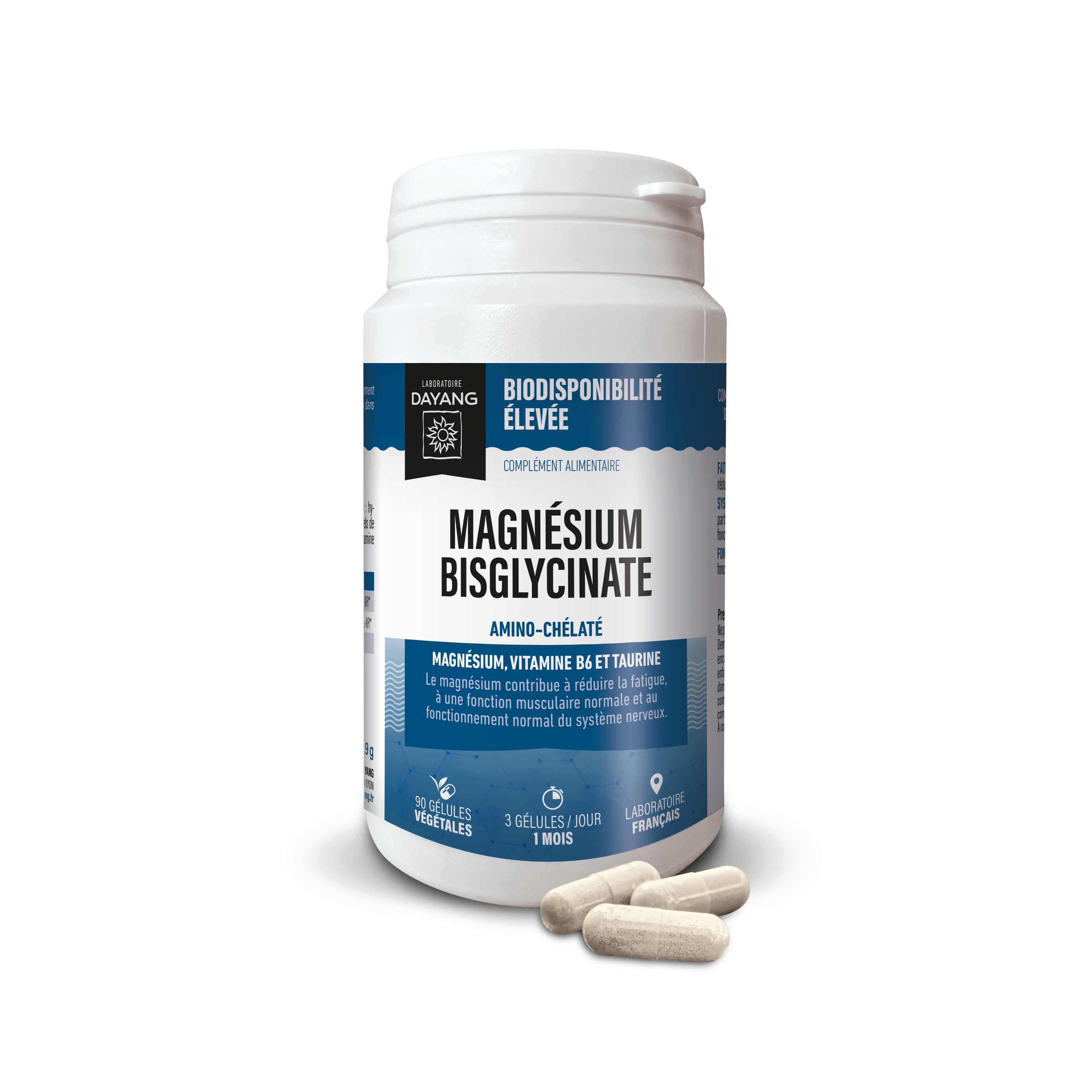 Magnésium bisglycinate (amino-chélaté 300 mg - Taurine - B6)