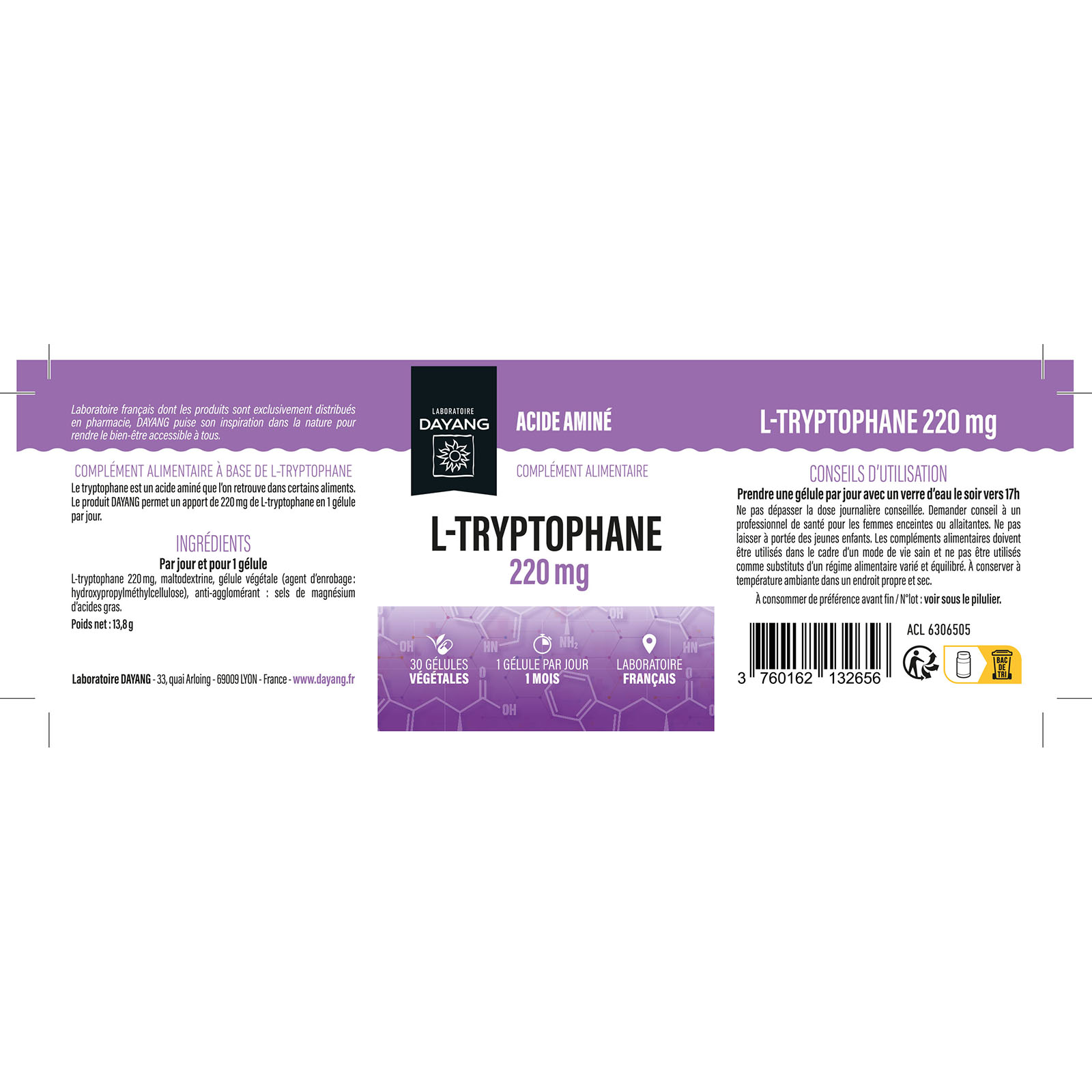 L-tryptophane 220 mg